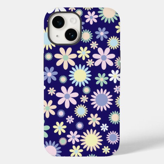 Blauer Hintergrund mit Blumenmuster Case-Mate iPhone Hülle (Rückseite)