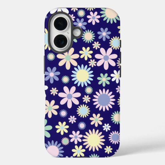 Blauer Hintergrund mit Blumenmuster Case-Mate iPhone Hülle (Rückseite)