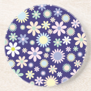 Blauer Hintergrund mit Blumenmuster Getränkeuntersetzer