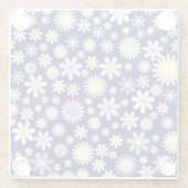 Blauer Hintergrund mit Blumenmuster Glasuntersetzer (Rückseite)