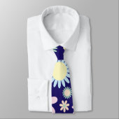 Blauer Hintergrund mit Blumenmuster Krawatte (Gebunden)