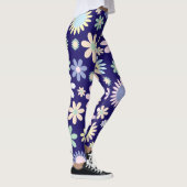 Blauer Hintergrund mit Blumenmuster Leggings (Rechts)