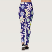 Blauer Hintergrund mit Blumenmuster Leggings (Rückseite)