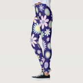 Blauer Hintergrund mit Blumenmuster Leggings (Links)