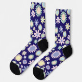 Blauer Hintergrund mit Blumenmuster Socken (Linkes Detail)