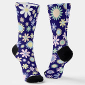 Blauer Hintergrund mit Blumenmuster Socken (Gewinkelt)