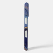 Blauer Hintergrund mit goldenen Streifen und Punkt Case-Mate iPhone Hülle (Rückseite / Rechts)