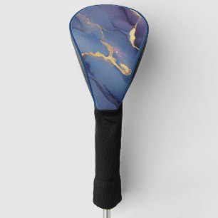 Blauer Hintergrund mit goldenen Streifen und Punkt Golf Headcover