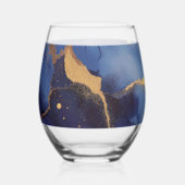 Blauer Hintergrund mit goldenen Streifen und Punkt Weinglas Ohne Stiel (Vorderseite)