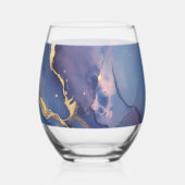 Blauer Hintergrund mit goldenen Streifen und Punkt Weinglas Ohne Stiel (Rückseite)