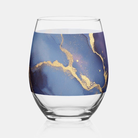 Blauer Hintergrund mit goldenen Streifen und Punkt Weinglas Ohne Stiel (Links)
