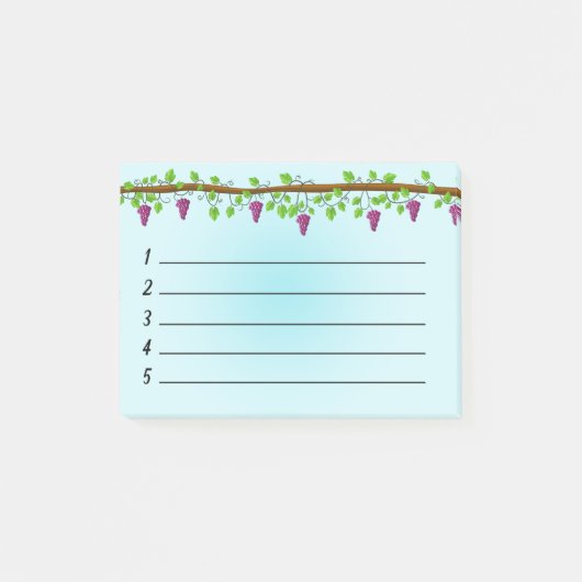 Blauer Hintergrund mit Reben 4" x 3" Post-it Klebezettel (Vorderseite)