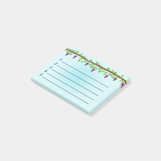 Blauer Hintergrund mit Reben 4" x 3" Post-it Klebezettel (angewinkelt)