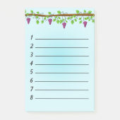 Blauer Hintergrund mit Reben 4" x 6" Post-it Klebezettel (Vorderseite)