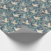 Blauer Hintergrund mit Tauben und Blume Geschenkpapier (Ecke)