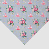 Blauer Hintergrund, rosa Blume und Herz Seidenpapier (Ausschnitt)