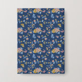 Blauer Hintergrund Thread-Effekt Blumenmuster Button (Vorderseite)