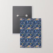 Blauer Hintergrund Thread-Effekt Blumenmuster Button (Vorderseite/Rückseite)