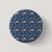 Blauer Hintergrund Thread-Effekt Blumenmuster Button (Vorderseite)