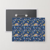 Blauer Hintergrund Thread-Effekt Blumenmuster Button (Vorderseite/Rückseite)