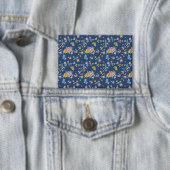 Blauer Hintergrund Thread-Effekt Blumenmuster Button (Insitu)