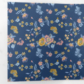 Blauer Hintergrund Thread-Effekt Blumenmuster Dreifach Gefaltete Karte (Innen Erste Seite)