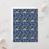 Blauer Hintergrund Thread-Effekt Blumenmuster Karte (Vorderseite/Rückseite Beispiel)