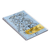 blauer Hintergrund und Blume Notizblock (Rechte Seite)