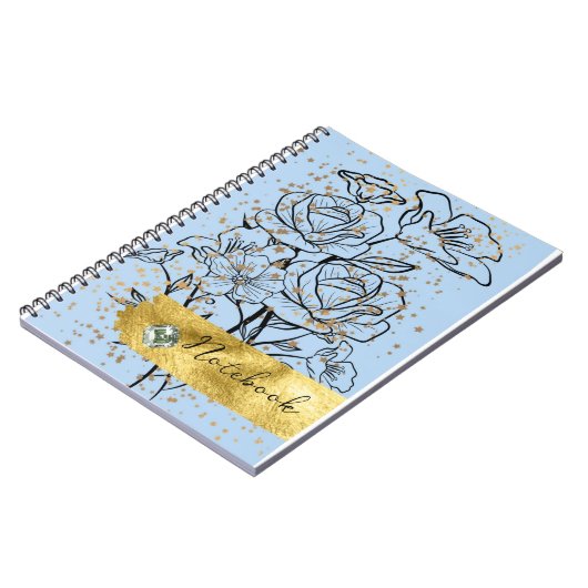 blauer Hintergrund und Blume Notizblock (Linke Seite)