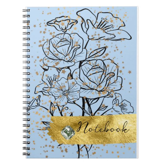 blauer Hintergrund und Blume Notizblock (Vorderseite)