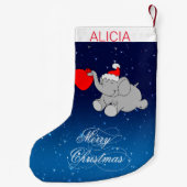 Blauer Hintergrund und Elefant Kleiner Weihnachtsstrumpf (Rückseite)