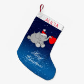 Blauer Hintergrund und Elefant Kleiner Weihnachtsstrumpf (Vorderansicht (hängend))