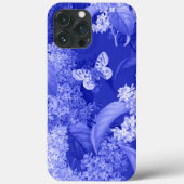 Blauer Hintergrund von Blume und einem Schmetterli Case-Mate iPhone Hülle (Rückseite)
