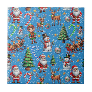 Blauer Hintergrund Weihnachtsdekorationsmuster Fliese