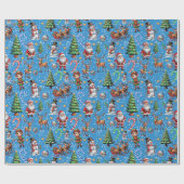Blauer Hintergrund Weihnachtsdekorationsmuster Geschenkpapier (Flach)
