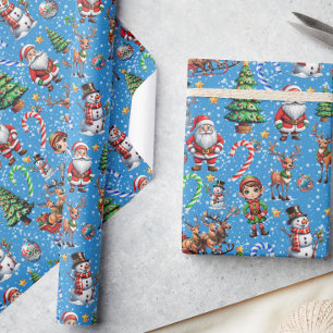 Blauer Hintergrund Weihnachtsdekorationsmuster Geschenkpapier