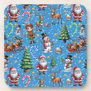 Blauer Hintergrund Weihnachtsdekorationsmuster Getränkeuntersetzer