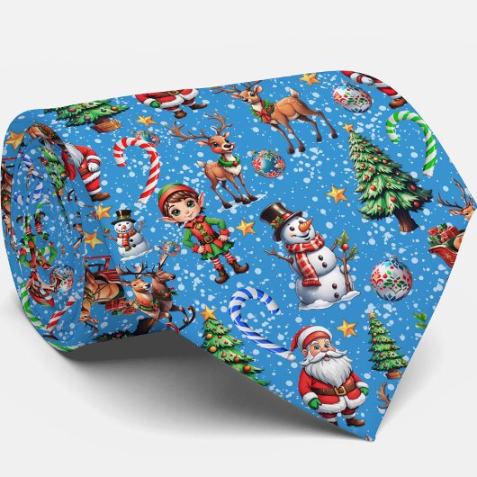 Blauer Hintergrund Weihnachtsdekorationsmuster Krawatte