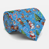 Blauer Hintergrund Weihnachtsdekorationsmuster Krawatte (Gerollt)