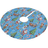 Blauer Hintergrund Weihnachtsdekorationsmuster Polyester Weihnachtsbaumdecke (Schrägansicht)