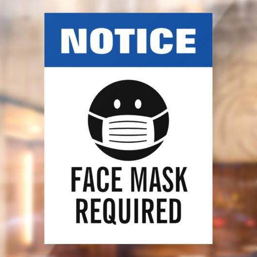 Blauer Hinweis: Gesichtsmaske erfordert das Klamme Fensteraufkleber (Blatt 2)