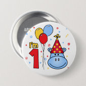 Blauer Hippie Face First Birthday Pinback Button (Vorne & Hinten)