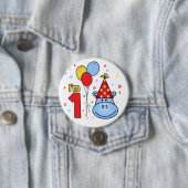 Blauer Hippie Face First Birthday Pinback Button (Beispiel)