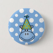Blauer Hippo Button (Vorderseite)