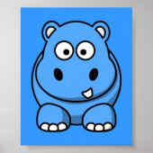 Blauer Hippo - niedlicher Cartoon Wildtierspass Poster (Vorne)