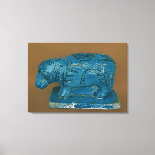 Blauer Hippopotamus mit schwarzer Dekoration Leinwanddruck