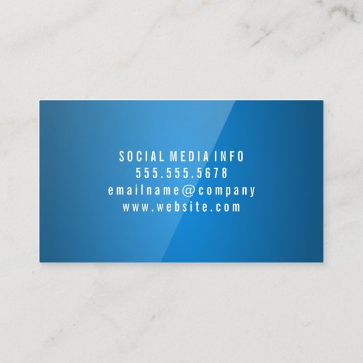 Blauer Hochglanz Visitenkarte (Rückseite)