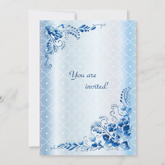 Blauer Hochzeitsempfang auf der Hochzeitsstrecke i Einladung (Rückseite)