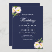 Blauer Hochzeitsempfang mit blauem Elegant Einladung (Vorne/Hinten)