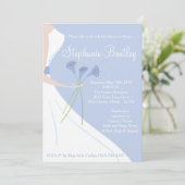 Blauer Hochzeitskleid Brautdusche Einladung (Stehend Vorderseite)